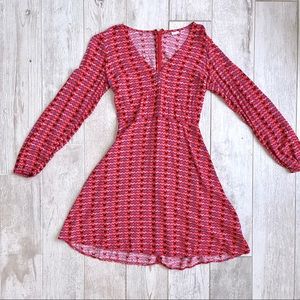 GAP Long Sleeve V Neck A Line Dress